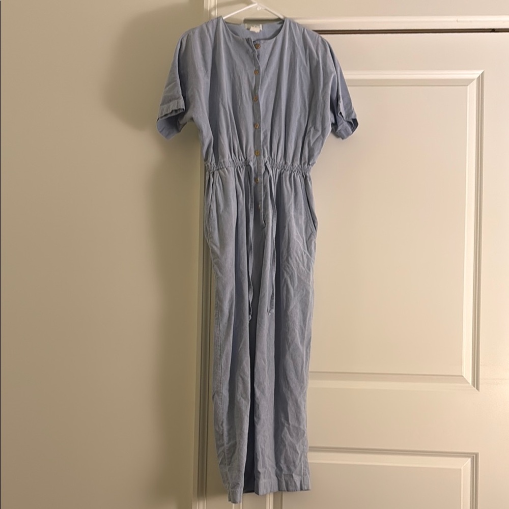 Vintage Light Blue Button-Up Jumpsuit